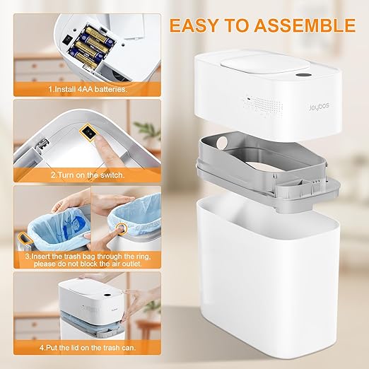 MOPALL Automatic Motion Sensor Bathroom Trash Can with Lid, 3 Gal Touchless Trash Can Auto-Adsorption Garbage Can, Slim Smart Trash Bin Waterproof Waste Basket for Bedroom, Kitchen, Office, Toilet, RV