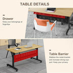 Folding Conference Room Table, Modern Conference Tables with Wheels, Large Rectangular Mobile Training Tables for Office Classroom, Foldable Modular Boardroom Seminar Table Maple (6pack L70.9in)