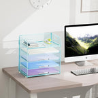 Marbrasse Paper Organizer Letter Tray, 5 Tier Mesh File Organizer with Handle, Paper Sorter Desk Organizer for Home Office Supplies - Blue