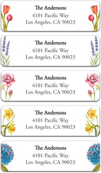 Return Address Labels - Personalized Flower Address Stickers on Sheets (50-1000 Labels)