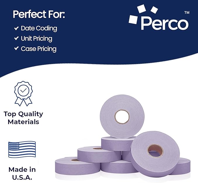 Perco Lavender Pricing Labels for Monarch 1136 Price Gun - 3 Sleeves, 24 Rolls Value Pack - 42,000 Price Marking Labels - with Ink Rolls Included