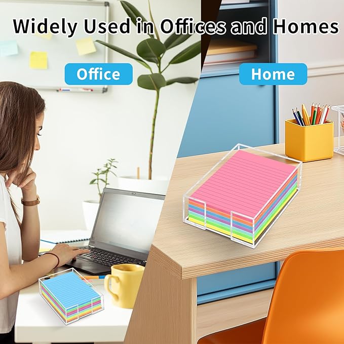 Acrylic Sticky Note Holder - 4 x 6 Inch Post It Note Holder, Crystal Clear Sticky Note Dispenser for Dorm Room Home and Office Acrylic Desk Organizer