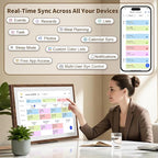 15.6 Inch Digital Calendar Chore Chart with Touchscreen - Full HD Interactive Display, Wall & Desk Mountable Family Planner, To-Do List & Meal Planner, Ideal for Home Organization & 2025 Scheduling