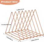 Urban Deco Triangle Desk Organizers Metal Wire Magazine Holder 7 Sections Decorative Vinyl Record Storage Office File Organizer For Desk - Rose Gold Magazine File Holder - 2 Pack