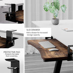 Desktop Keyboard Tray, Under Desk Pull Out,25.59" X 11.81" Large Size Radian Keyboard Tray with C-Clip Mount, Easy Installation, Computer Keyboard Stand, for Home Study and Office(Wood)