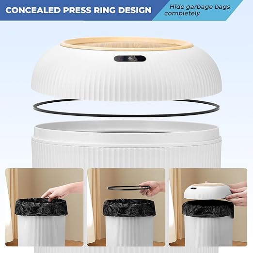 Pukomc Smart Sensor Wastebasket, Convenient and Hygienic Easy to Use, Technology Sensor Waterproof Wastebasket Plastic Trash can for Kitchen, Bathroom, Bedroom, Living Room, Office and Outdoor