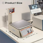 Bonvoisin Label Printing Scale 66lbs Capacity Price Computing Scale Pole Display with Label and Receipt Printer Commercial Barcode Scale for Retail Store, Supermarket and Farm