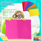 Sherr 14 Pack Stretchable Jumbo Book Sleeve Covers 14.5 x 9 Inch Stretchable Book Covers Fabric Book Cover Protector Reusable Book Cloth for Classroom Most Hardcover Book About 9 x 12 Inch
