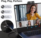 2K Webcam,Webcams for PC, AutofocusNoise Cancellation,Plug & Play USB Web cam for Laptop, Desktop, PC, Mac, Zoom, Skype, Streaming