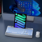 Wireless Keyboard and Mouse Backlits - Full-Sized Ergonomic Lighted Keyboard with Wrist Rest, Phone Holder,2.4GHz Rechargeable Silent Keyboard Mouse Combo for Computer, Laptop, PC, Mac -White