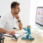 Spakon Knight Pen Holder with 2 Pens Resin Desk Organizers and Accessories Funny Executive Pen Stand Fancy Cool Office Gadgets Cool Desk Decorations for Men Home Supplies(Classic,Blue)