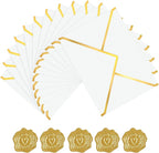 60 Pack Gold Envelopes 5x7 Lvory White, 250G Pearled Cardstock A7 Envelopes for Invitations Business Mailing Envelope with Gold Foil Border, A6 4x6 Envelopes for Wedding Baby Shower Cards