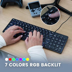 Perixx PERIBOARD-333RGB Wired Backlit USB Keyboard- X Type Scissor Keys - Compact 14.25x4.57x0.83 Inches - Big Print Letters - RGB Backlit - US English