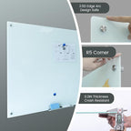 Magnetic Glass Dry Erase Board 36"x60" Glass Whiteboard 36"x60" Wall Mounted White Glassboard Frameless Writing GlassBoard for Office School Home Shop