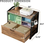 HSH Mobile Lateral File Cabinet with Drawer, Rolling Filing Cabinet for LegalLetter Size, Printer Stand with Storage Shelf, Lockable Wheels, Hanging File Organizer for Home Office, Rustic Oak, 33Inch