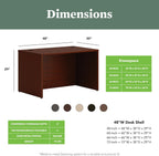 HON MOD Executive Desk 48-Inch Large Computer Desk Shell, Thick Wooden Laminate, Modern Table with Cord Management, 48" W x 30" D x 29" H, Traditional Mahogany