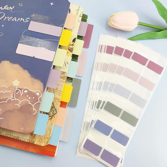 Potanro Sticky Book Tabs 360PCS Notebook Tabs Colorful Book Annotation Tabs Kit Writable Book Tabs Repositionable Color Page Markers Bible Tabs for Office Supplies