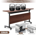 Conference Table, Folding Conference Tables Modern White, Conference Room Table with Wheels, 2-10 People for Office, Meeting Room (4, 1619YHT, 55IN)