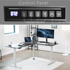 VIVO Electric Corner L-Shaped 63 x 55 in Standing Desk, Memory Height Adjustment, Black Top Gray Frame, DESK-E3CTGB