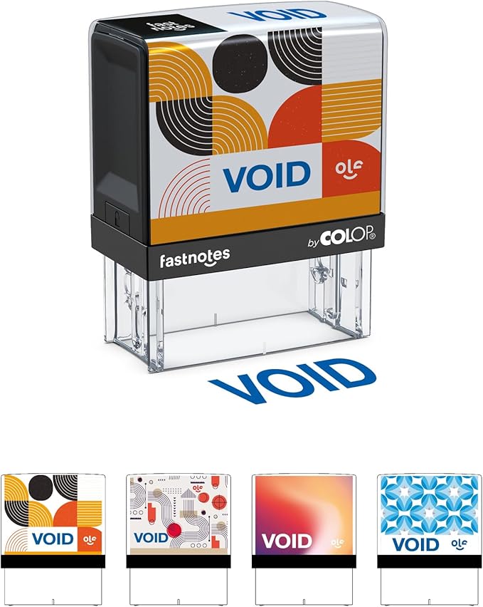 Fastnotes Void Self-Inking Rubber Stamp by COLOP - Great for Office Documents, Notary, Warehouse, Accounting Paperwork, Business, and Legal Documentation - Blue Ink (Void- Blue)