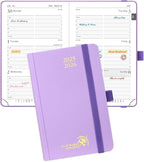 POPRUN Pocket Planner 2025-2026, (Purse Size 4''x 6.25'' Hard Cover) Academic Year Calendar Daily Weekly and Monthly (July 25-June 26) with Hourly Time Slots, 100 GSM Paper - Violet