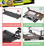 ETHU Keyboard Tray Under Desk, Ergonomic Corner Keyboard Tray with 180° Adjustable C Clamp for L Shape Desk 26.77" X 12.2" Easy to Install, Computer Keyboard Stand for Home and Office(Wood)