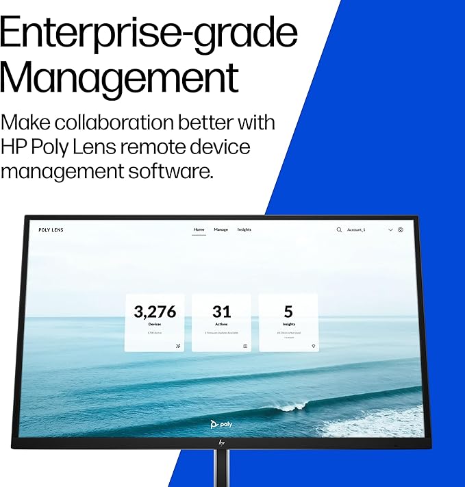 Poly Studio V12 – USB Video Bar for Small Rooms - 4K 20MP Camera, AI-Enhanced Audio, Noise Cancellation, Poly Lens Management - Microsoft Teams, Zoom & Google Meet Compatible - Thoughtfully Made