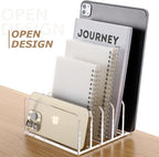 SANRUI Clear Desktop File Organizer, 5 Compartments Acrylic Office Document Sorter Mails Storage, Multifunction Letter Folder Racks Holders for Office,Home, School Desk Organization