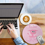 Pink Cat Mouse Pad, Funny Small Round Mouse Pads for Desk, Mini Travel Mousepad for Work Wireless Computer Laptop, Office Desk Accessories, 8.6 x 8.6 inch