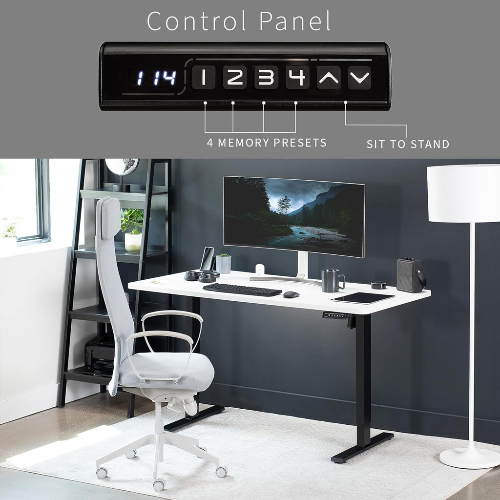 VIVO Electric 60 x 30 in Standing Desk, Memory Height Adjustment, 1B Series, White Top Black Frame, DESK-KIT-1B6W-30