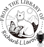 Custom Self Inking Stamp | Book Stamp Personalized Library Gifts for Book Lovers, Readers, Teachers (Cat 01)