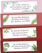 Personalized Return Address Labels Greenery - High Gloss Custom Mailing Labels on Sheets - Self-Adhesive Return Stickers for Envelopes with Crisp Printing Design (50-1000)
