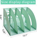 SAYEEC Magazine File Holder Folder Storage Desktop 4 Compartment Standing Hollow Green Files Bookshelf Organizer Box Office Racks Displays Holds Notebooks Documents for School Working Students