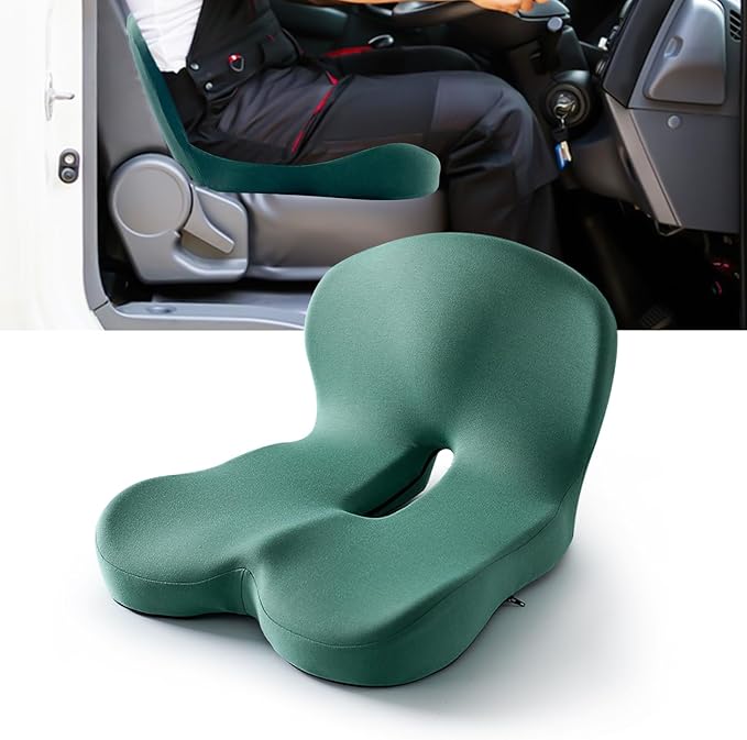 Buttocks Cushion for Office Chair Memory Foam Seat Pad for Butt Support Tailbone Relief Ergonomic Chair Cushion for Home Car Travel or Work (Army Green)
