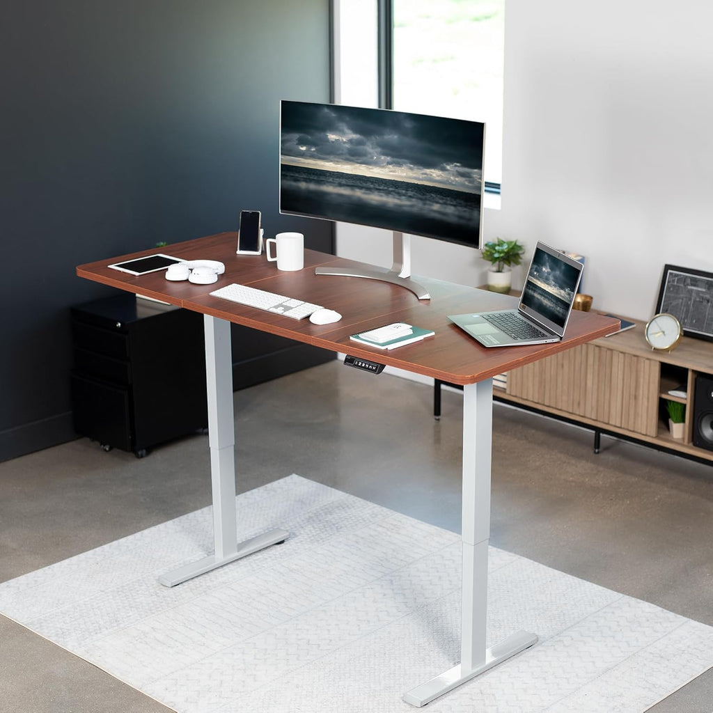 VIVO Electric 71 x 30 in Standing Desk, Memory Height Adjustment, 1B Series, Dark Walnut Top Gray Frame, DESK-KIT-1G7D