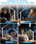One Beat Desk Lamp with 6 Outlets 4 USB Ports(2×USB-C),Eye Protection Table Lamp Power Strip with 4 Color Modes 5 Brightness Touch LED Desk Lamps for Home Office College Dorm Room Essentials(White