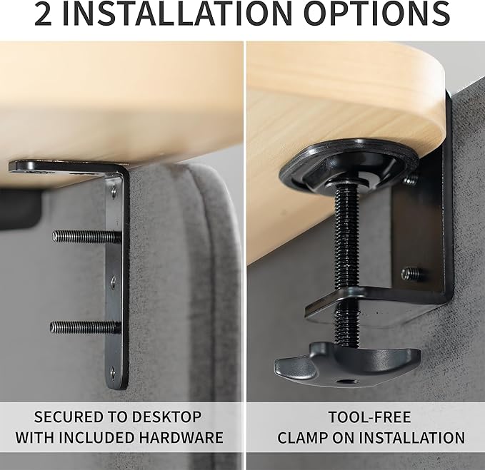 VIVO Clamp-on 24 x 24 inch Privacy Panel, Sound Absorbing Cubicle Desk Divider, Acoustic Partition, Dark Gray, PP-1-V024D