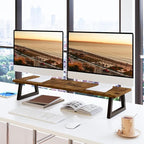 TEAMIX 31.5 inch Dual Monitor Riser for 2 Monitors, Long Monitor Stand Riser TV Stand Riser Monitor Stand for Desk Wood & Steel Desktop Riser Desk Organization Home Office