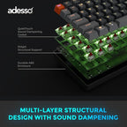 ADESSO EasyTouch 1200 Wired/Wireless/Bluetooth Multi-OS Illuminated Mechanical VIA Mini Keyboard with Copilot Ai Hotkey