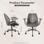 Mid Century Modren Office Chair - Mid Back Swivel Executive Chair with Lumbar Support,Ergonomic Computer Desk Chair with Wheels,Faux Lether Suede Task Chair,350lbs (Grey, Mid Back)