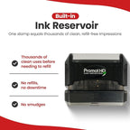 Promot Pre-Inked Custom Deposit Stamp - Personalized Text, Refillable Custom Stamp with Built-in Ink Reservoir, Easy 3-Step Re-Inking, Customized Rubber Stamp for Bank and Businesses (6-Lines)
