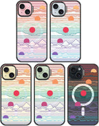 MOSNOVO Magnetic Case for iPhone 15, 10ft Military-Grade Protection, Compatible with Magsafe, Shockproof Phone Case for iPhone 15 - Sunrise and Sunset - Clear Black