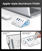 ORICO 4-Port USB 3.2 Gen 2 Hub 10Gbps with 2 USB A +2 USB C, Aluminium Hub with 1.64Ft USB-C Cable and USB-A Adapter USB Splitter for iMac, MacBooks, Mac mini