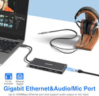 USB C Docking Station Dual Monitor for Dell/HP/Lenovo/Surface Laptop, 14 in 1 Triple Display Hub Multiple Adapter, Dongle with 2 HDMI 4K VGA 5 Port 100W PD Charger Ethernet SD/TF Audio(Black)