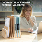 KIRIGEN Desktop File Document Holder Stand 7 Slots Mail Paper Organizer Desk Sorter Holder for File Document Organizer Stand for Home Office Natural (7KWJJ-NA)