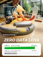 AINOPE 10Gbps Micro B to USB C External Hard Drive Cable 1.5FT, Nylon Braided External Hard Drive Cord Compatible with MacBook Pro/Air, Tablet/iPad, WD Seagate Toshiba Westgate, Samsung Galaxy S25