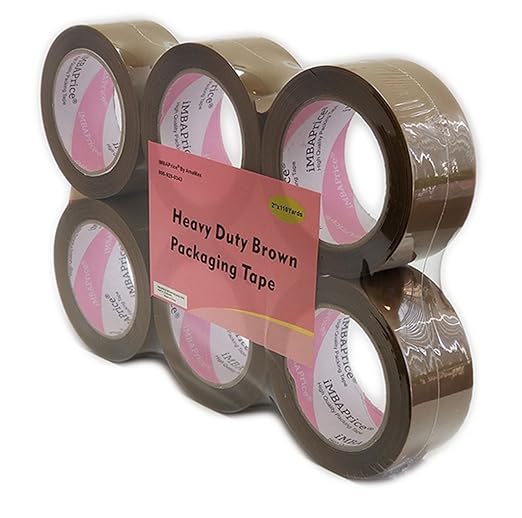 iMBAPrice 2-inches Brown Sealing Tape 6 Roll of 110 Yards (6X 330 Feet) Long 2" Wide Tan/Brown Color Shipping Packaging Tape