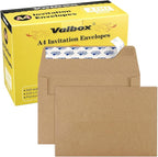 ValBox A4 Photo Envelopes 100 Qty 4 x 6 Brown Kraft Paper Envelopes Self Seal for 4x6 Cards, Photos, Weddings, Invitations, Baby Shower, 4.25 x 6.25 Inches (A4)
