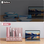 Marbrasse File Organizer for Desk,Desk File Organizer with 5 Vertical Compartments Mesh Magazine File Holder for Office School