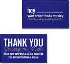 ITZAMNA Thank you for supporting small business cards Customer appreciation note cards Pink Script with Heart Pack of 100 Blue